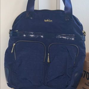 large blue kipling bag